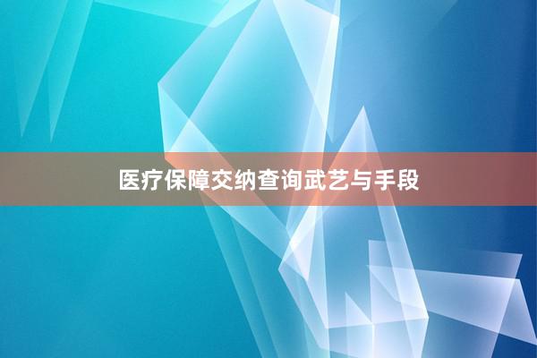 医疗保障交纳查询武艺与手段